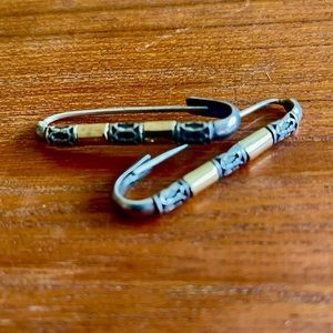 Engraved silver and gold earrings